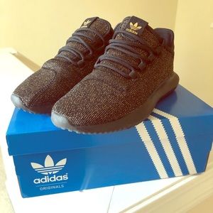 Adidas Black and Gold Shoes
